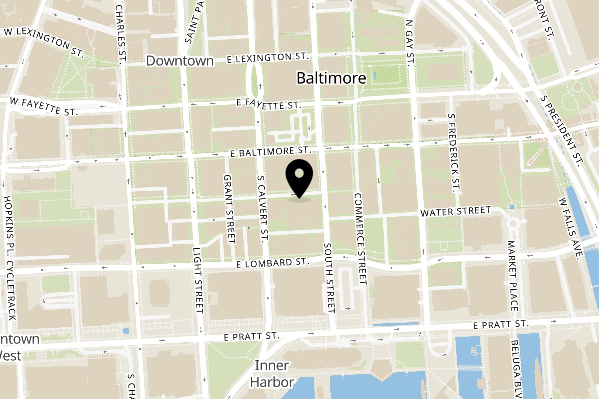 Map showing the location of Werner's Diner on 231 E Redwood St in Baltimore